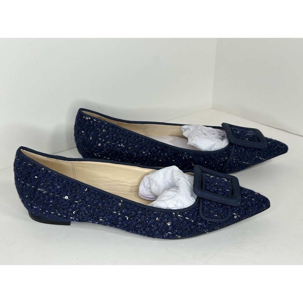 Nine West,  Jacie Slip On Dress Shoes Pointy Toe Tweed Navy, Size 8